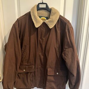 Cabela's Vintage Mens Canvas Tan Sherpa-Lined Hunting Barn Jacket size Large